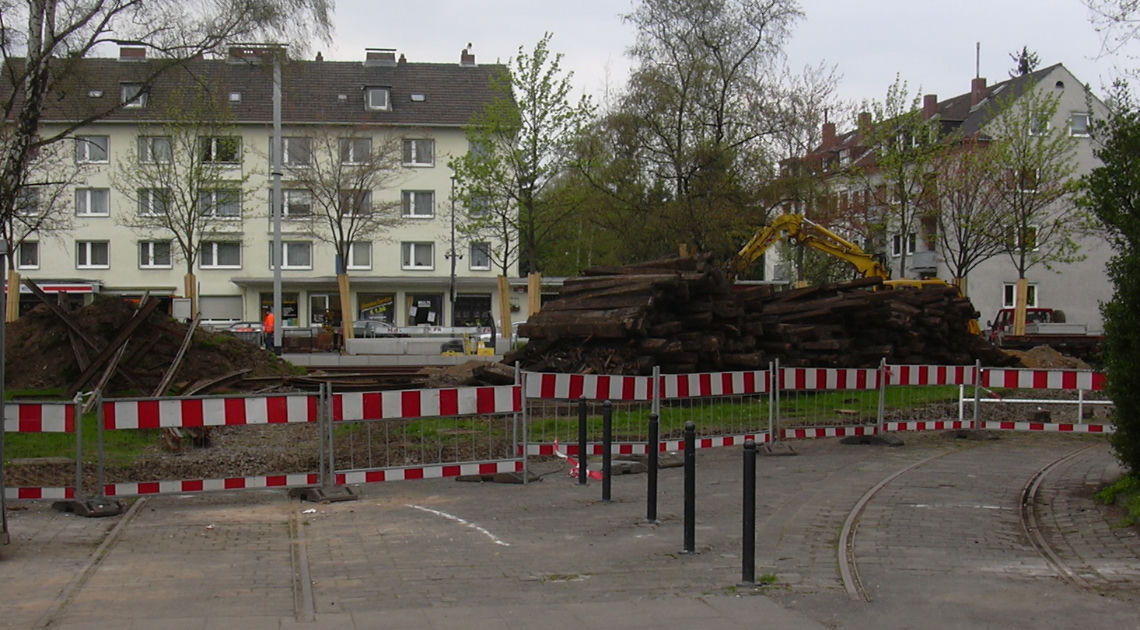 Baustelle in der Wendeschleife Sülz, Hermeskeiler Platz